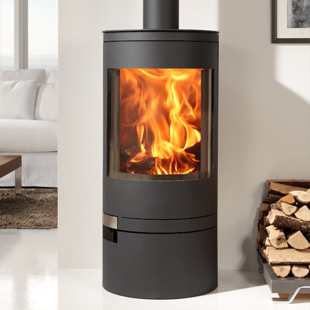 Wood Burning Multi-Fuel Stove Curved Contemporary Akita 6.3kw