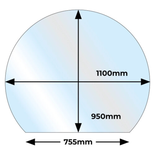 Circular Shape Glass Hearth 1100mm x 950mm