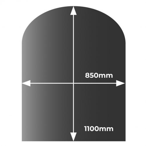 Glass Hearth Arch Shape SMOKED BLACK 850mm x 1100mm 12mm